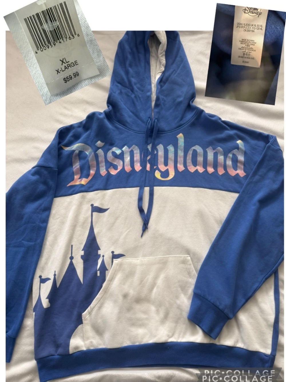 Disney Blue and White Disneyland Castle Pullover Hoodie